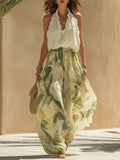 Fiorella - Chiffon Ruffled Top & Pants Set