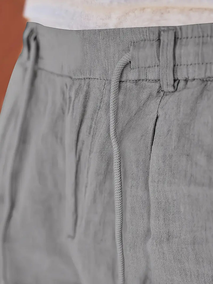 Rovello | WIDE LINEN PANTS WITH DRAWSTRING