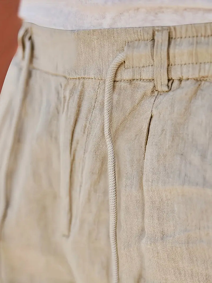Rovello | WIDE LINEN PANTS WITH DRAWSTRING