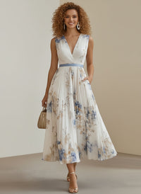 Roma-Elegant Pleated Maxi Dress