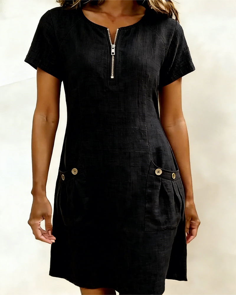 Margaux - Cotton-Linen A-Line Dress