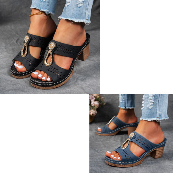 Clarisse Orthopedic Sandals with Rhinestone Heel
