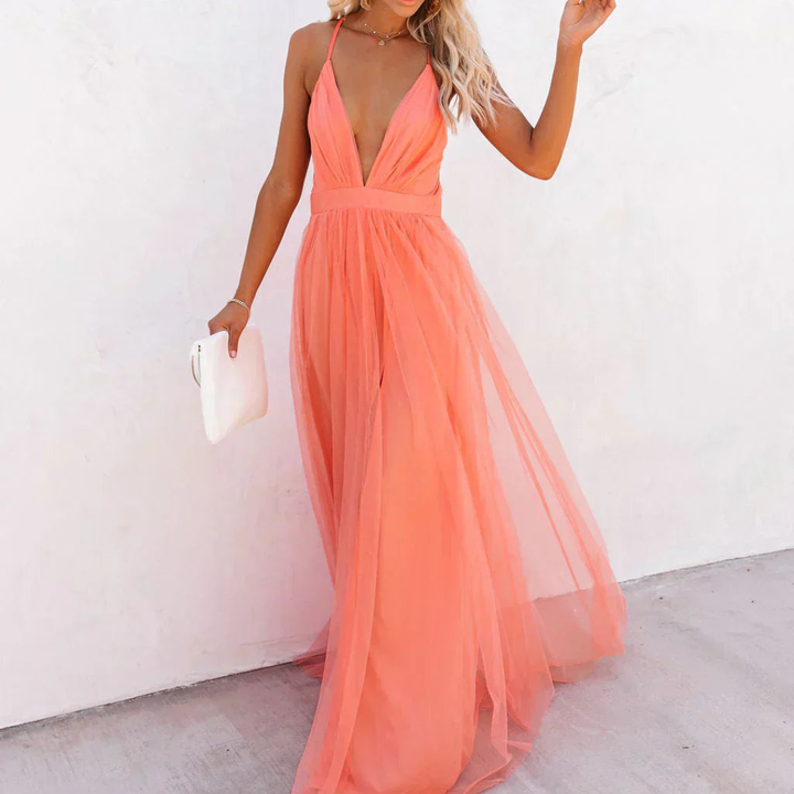 Ines - Coral Light Maxi Dress