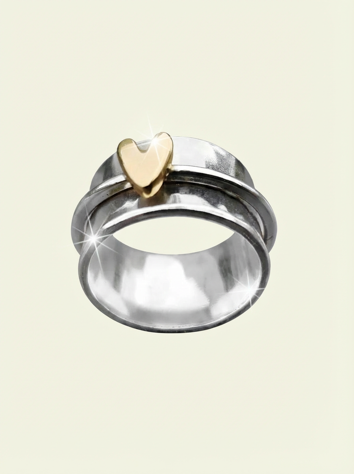Gold Plated Heart Ring in Silver