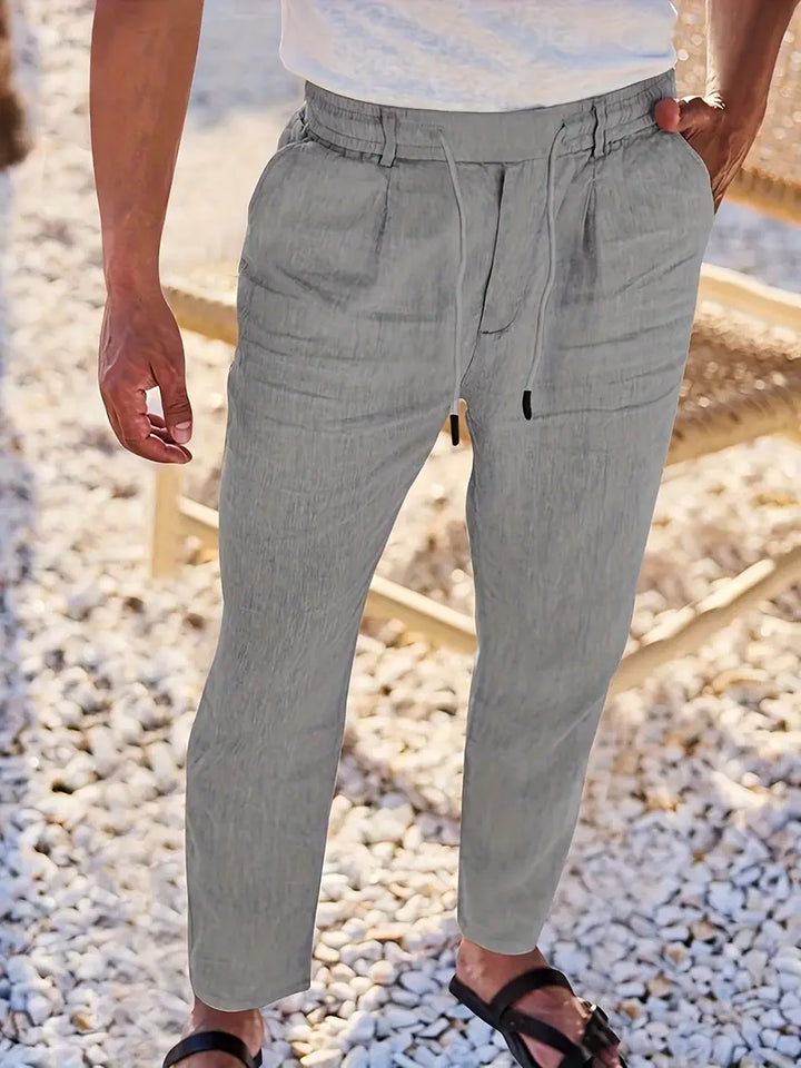 Rovello | WIDE LINEN PANTS WITH DRAWSTRING
