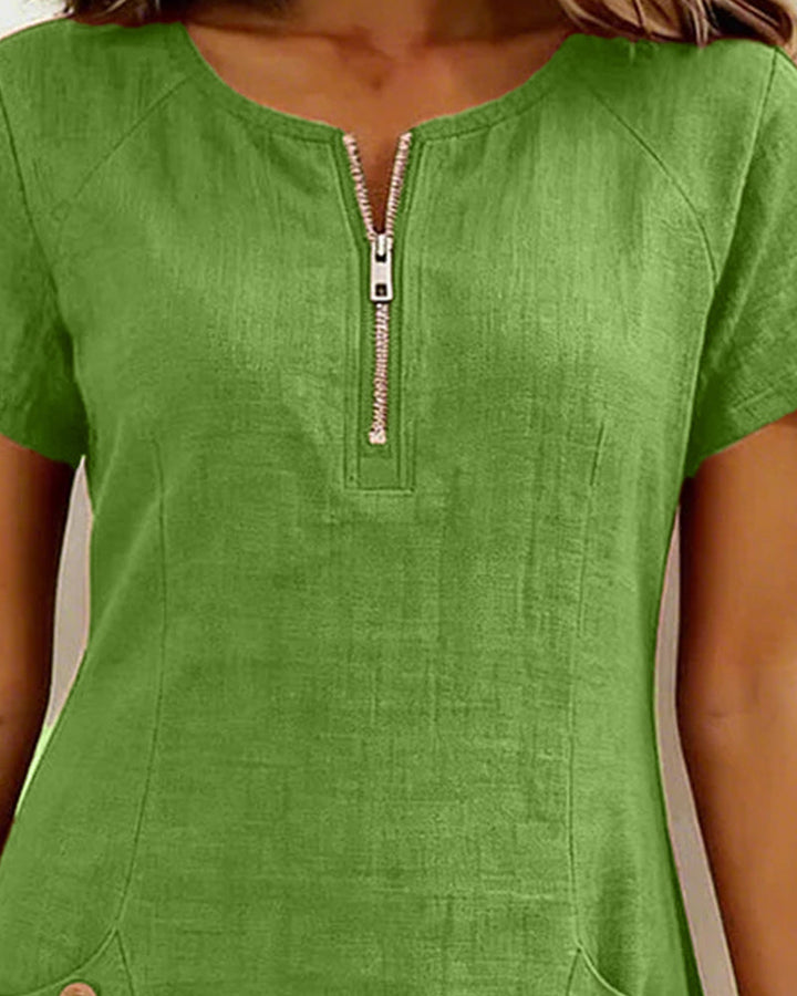 Margaux - Cotton-Linen A-Line Dress