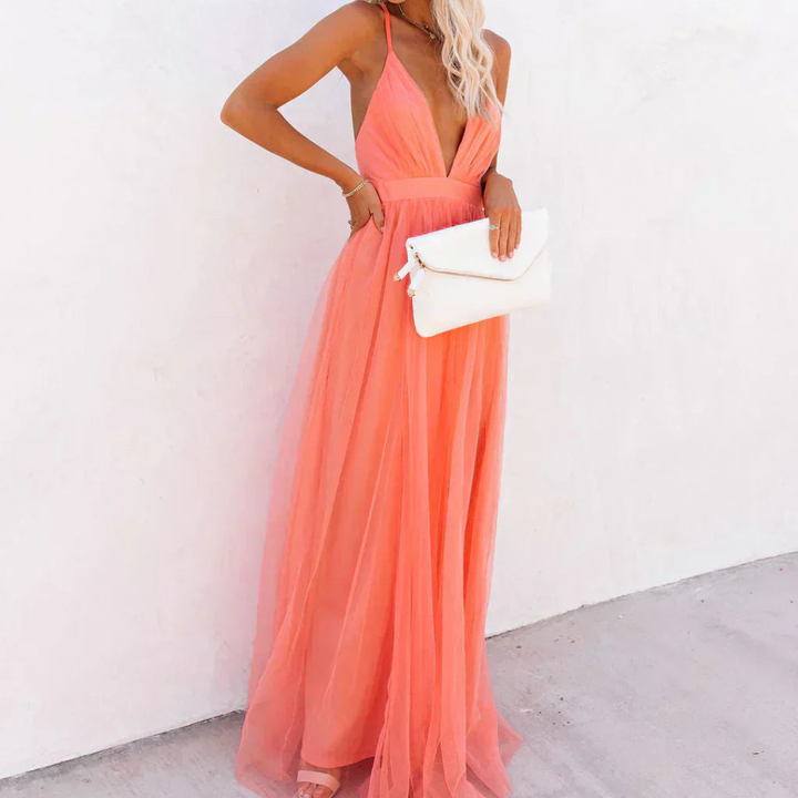 Ines - Coral Light Maxi Dress
