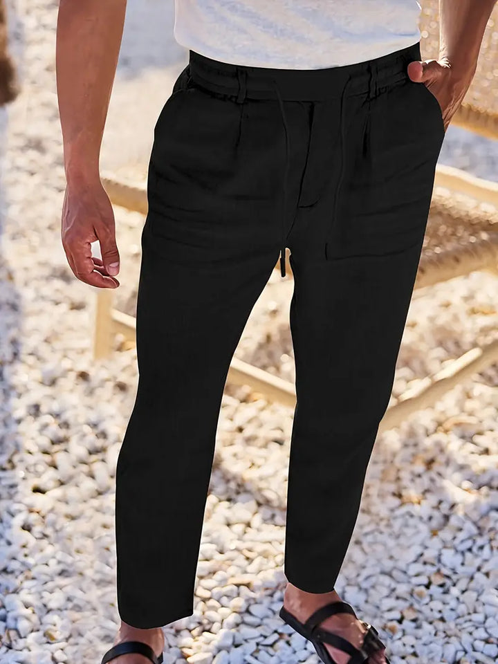 Rovello | WIDE LINEN PANTS WITH DRAWSTRING