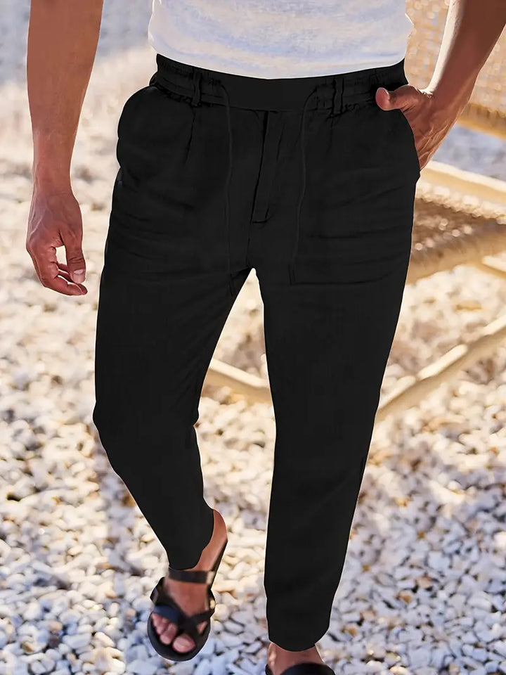 Rovello | WIDE LINEN PANTS WITH DRAWSTRING