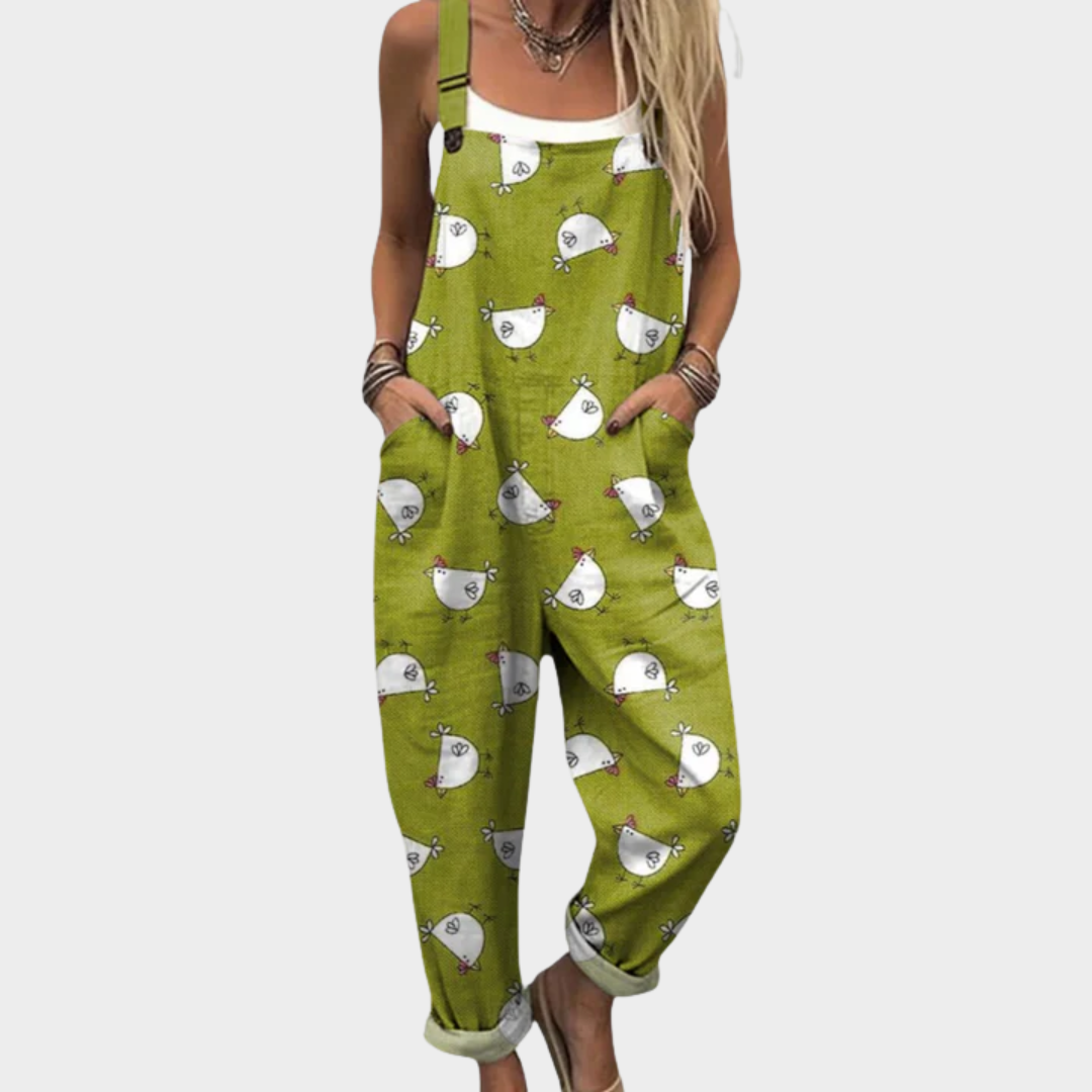 Comfortable Printed Overalls
