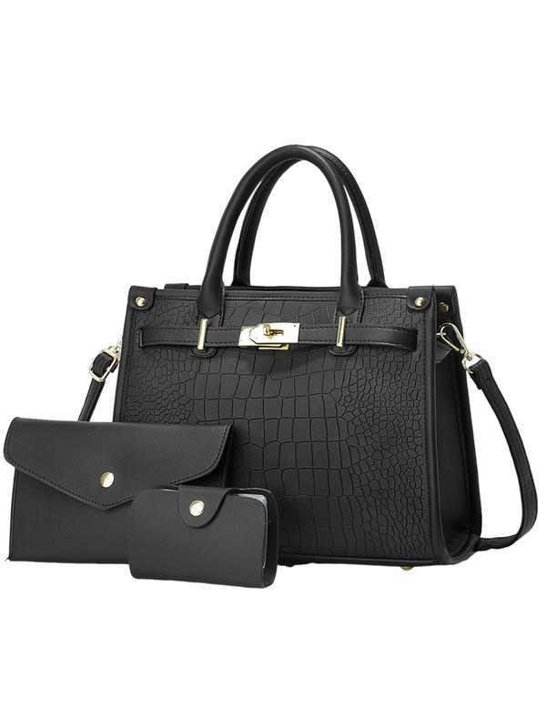 Viora │ Crocodile-Embossed Crossbody Handbag Set