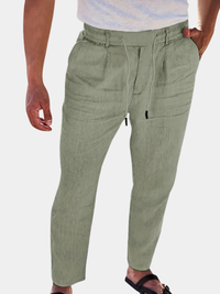 Rovello | WIDE LINEN PANTS WITH DRAWSTRING