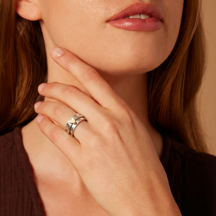 Gold Plated Heart Ring in Silver
