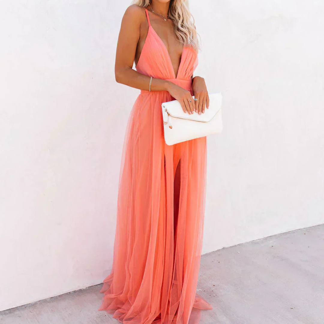 Ines - Coral Light Maxi Dress