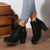 SELENA™ Lace-Up Buckle Ankle Boots
