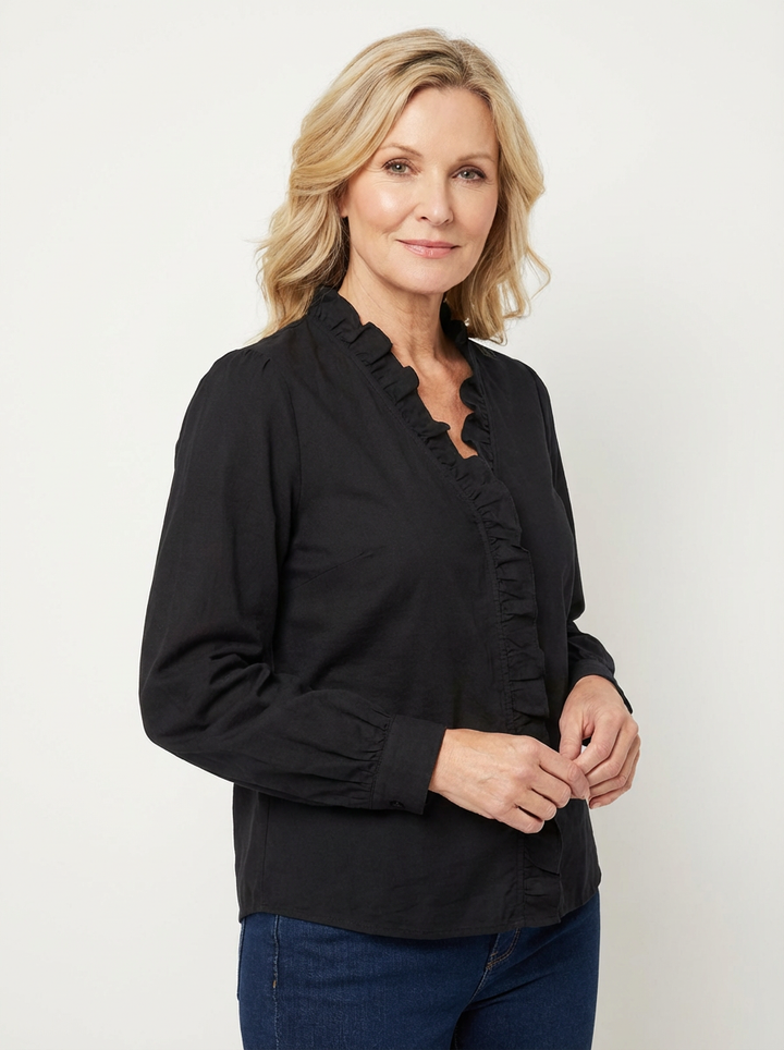 Maisie | Ruffled V-Neck Long Sleeve Blouse