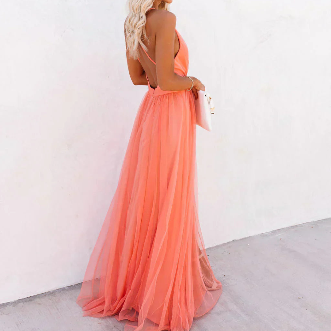 Ines - Coral Light Maxi Dress