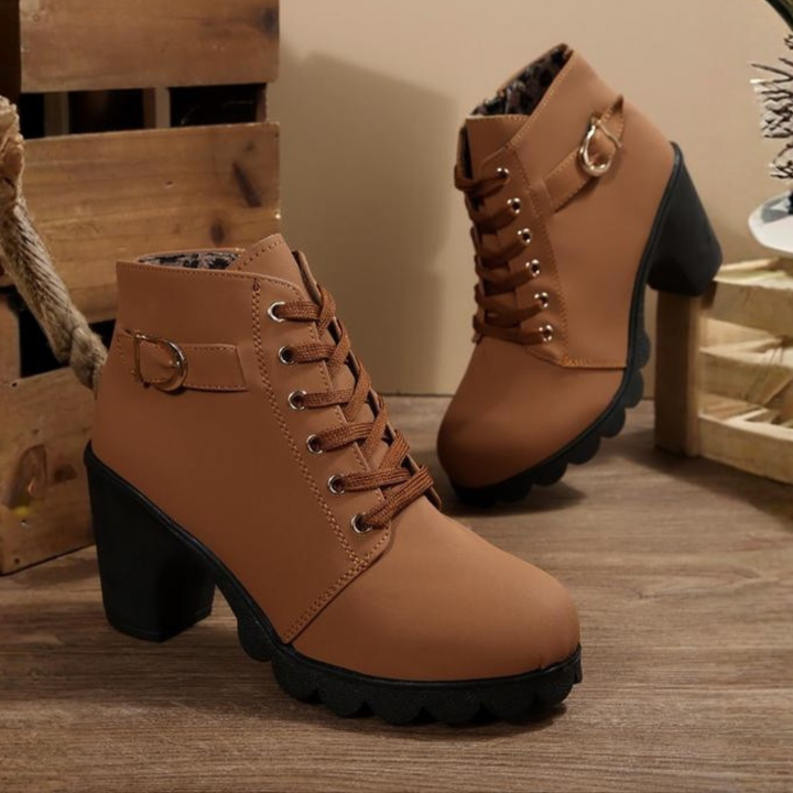 SELENA™ Lace-Up Buckle Ankle Boots
