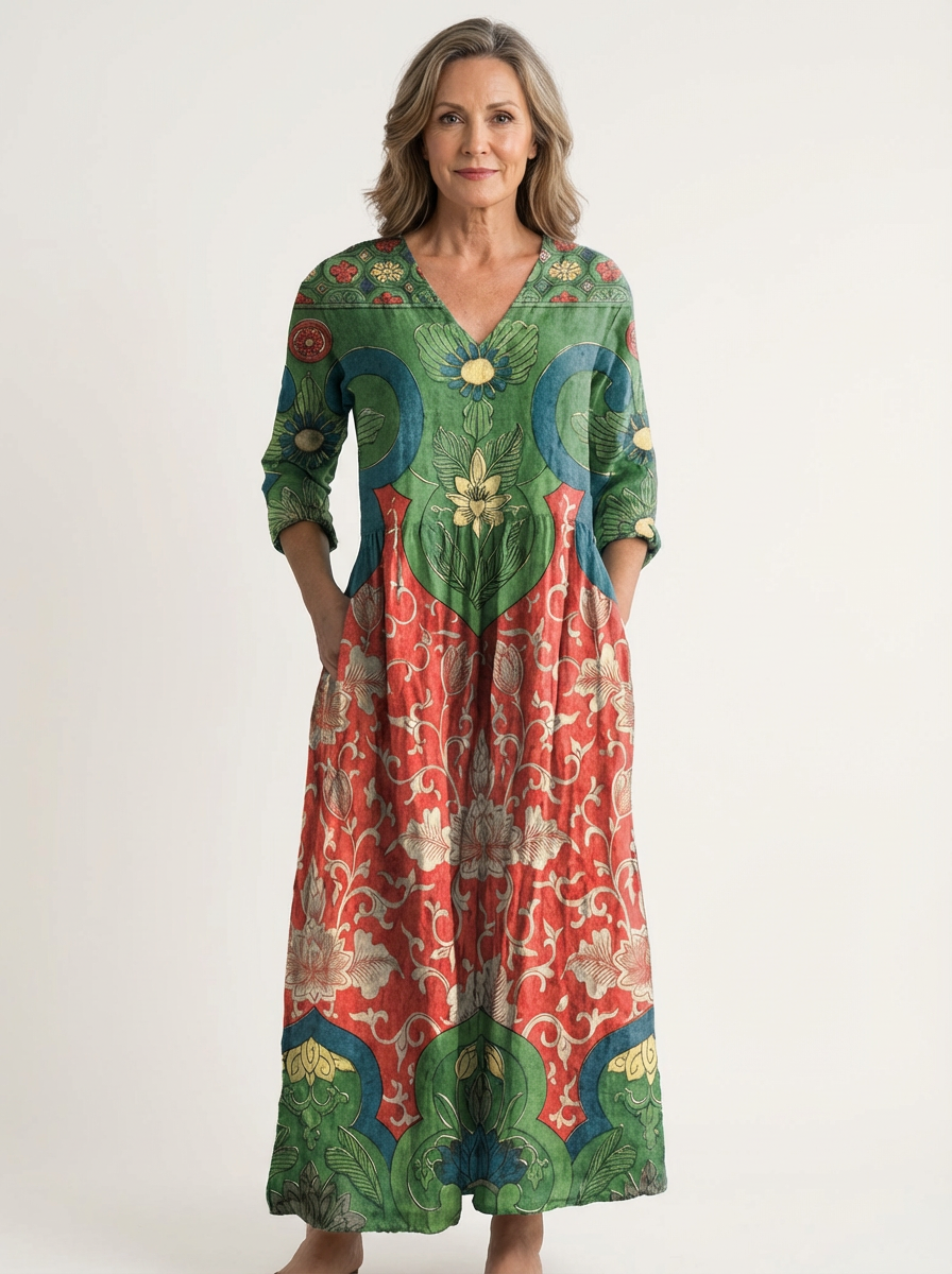 Elara | Vintage Floral Print Dress