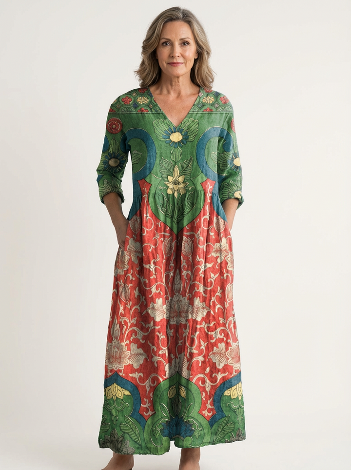 Elara | Vintage Floral Print Dress