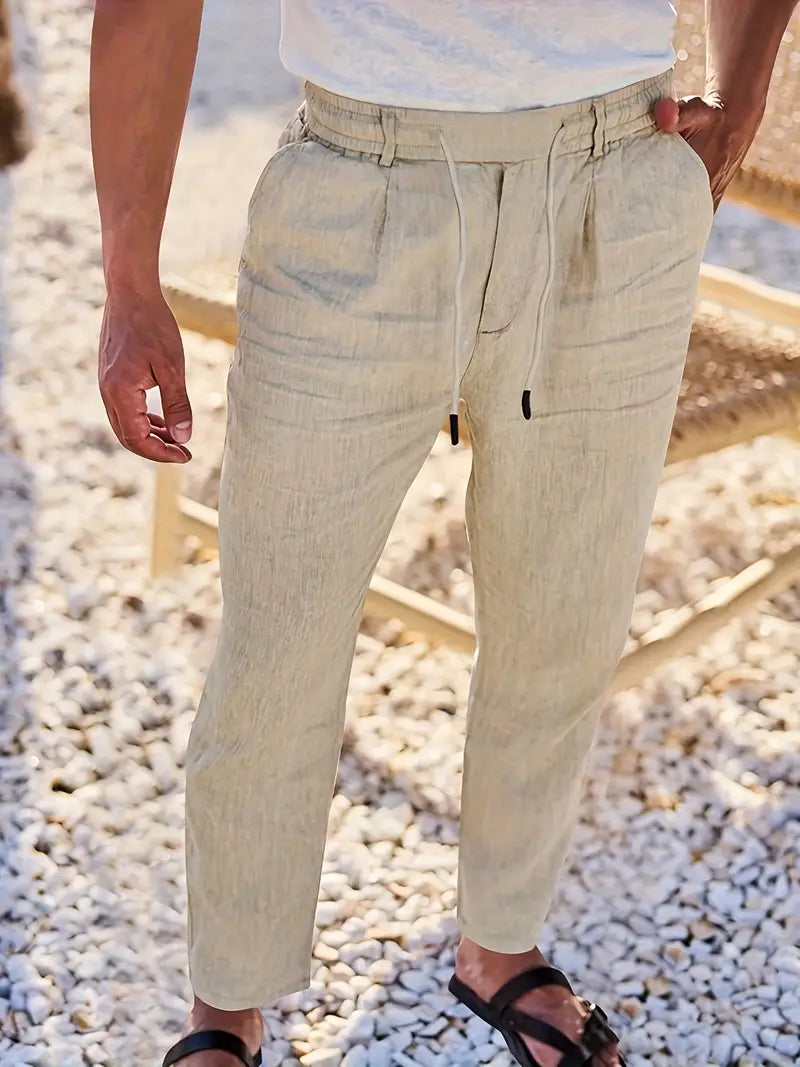 Rovello | WIDE LINEN PANTS WITH DRAWSTRING