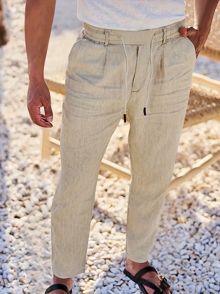 Rovello | WIDE LINEN PANTS WITH DRAWSTRING