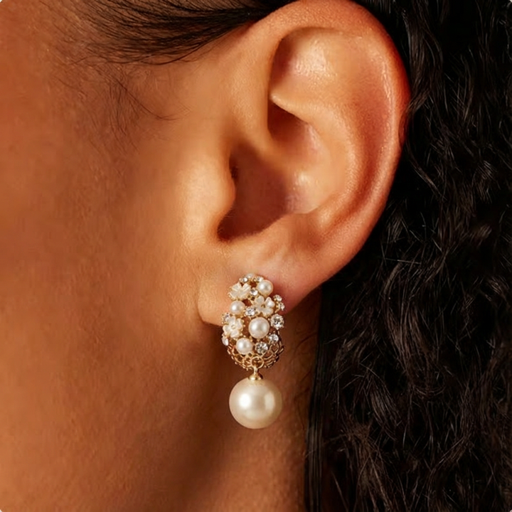Elegant Flower Earrings with Pearl