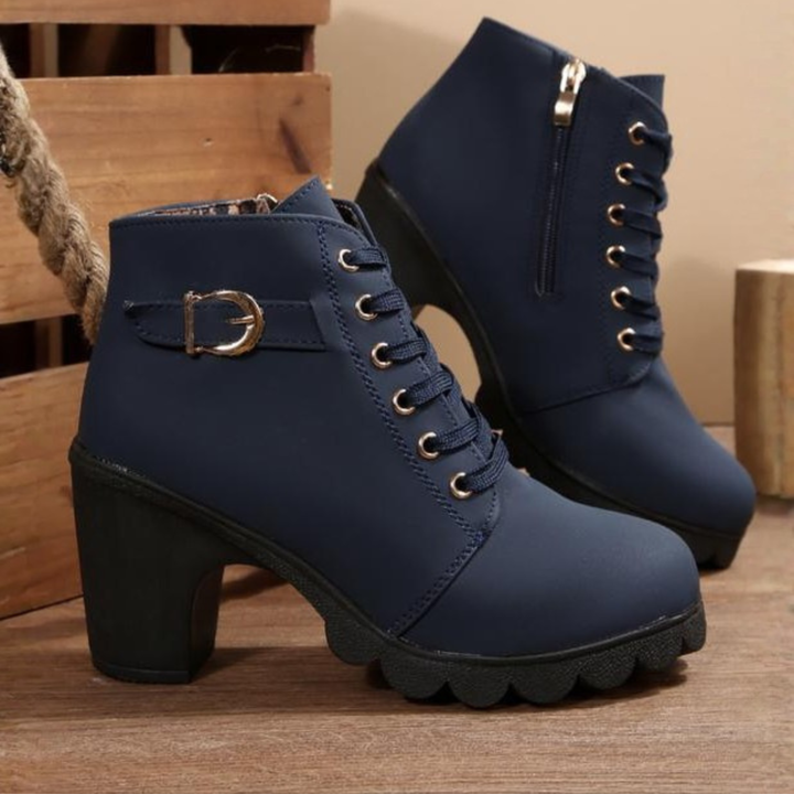 SELENA™ Lace-Up Buckle Ankle Boots
