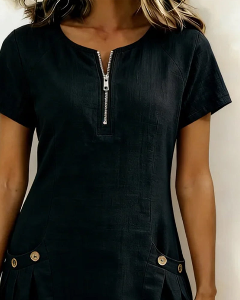 Margaux - Cotton-Linen A-Line Dress