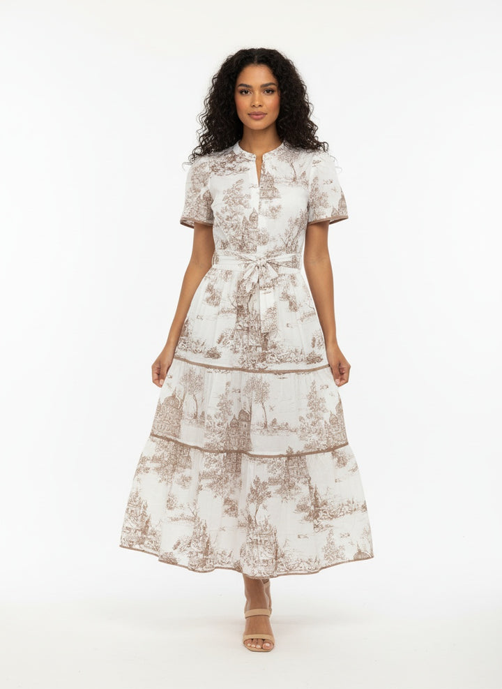 Blythe | Ruched Print Tiered Maxi Dress