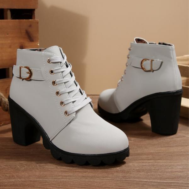 SELENA™ Lace-Up Buckle Ankle Boots