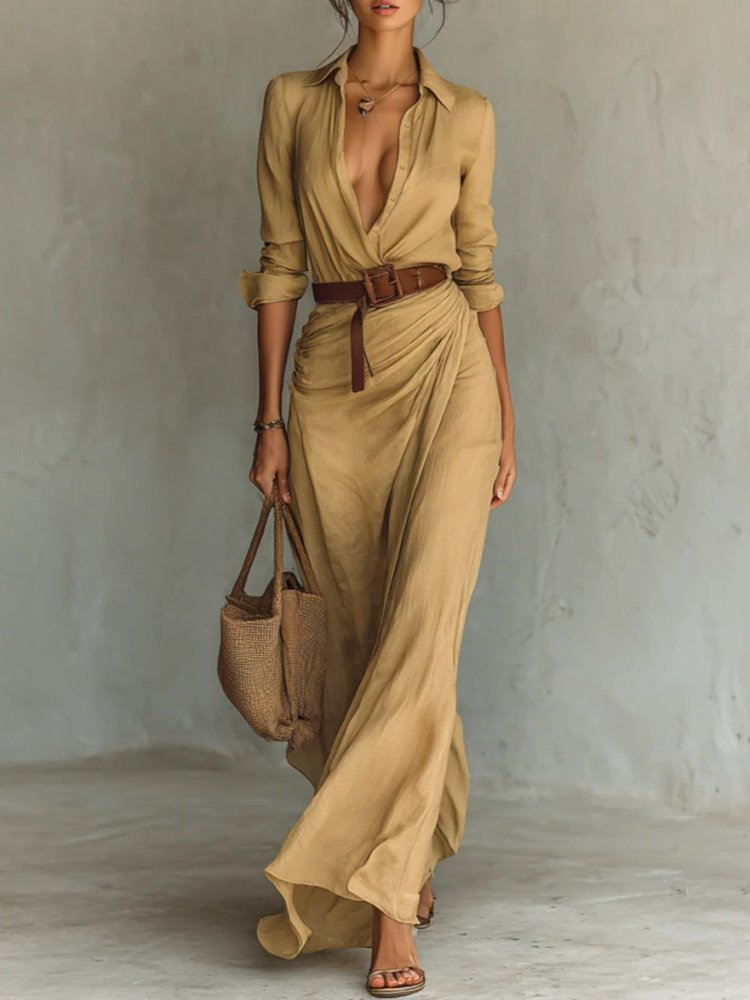 Aurelia | Dress with long sleeves and lapels