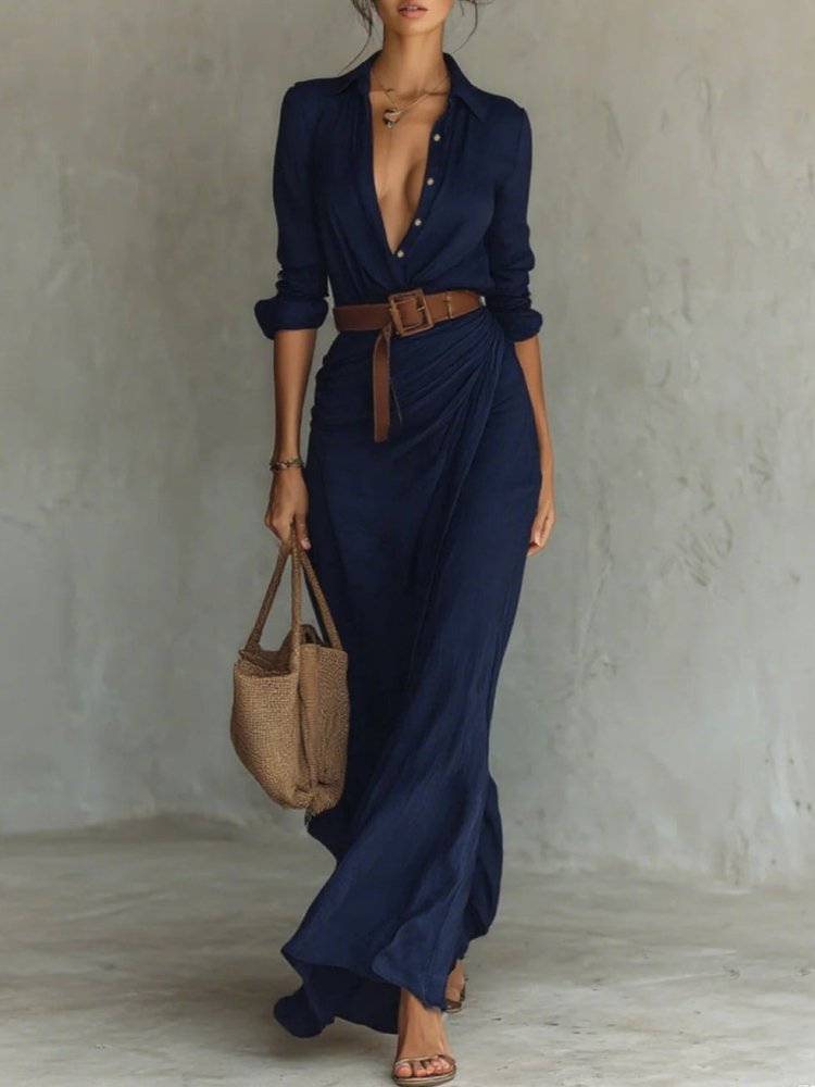 Aurelia | Dress with long sleeves and lapels