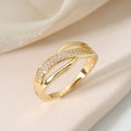 Elegant Gold-Colored Crossover Ring with Stones
