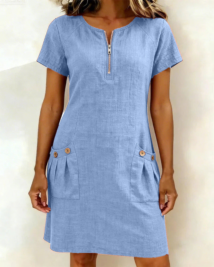 Margaux - Cotton-Linen A-Line Dress