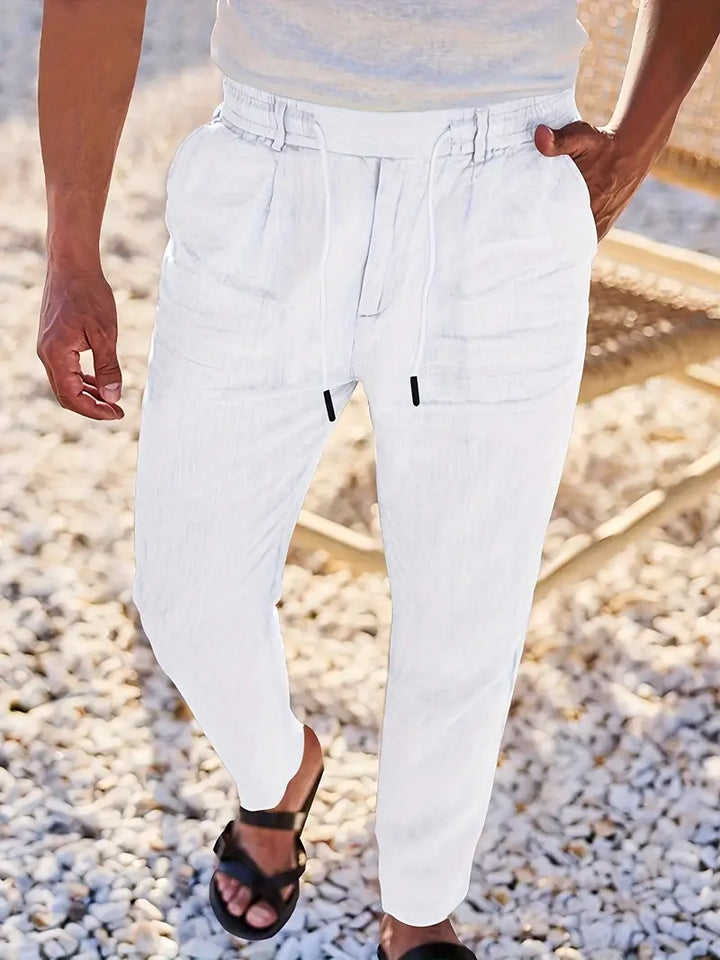 Rovello | WIDE LINEN PANTS WITH DRAWSTRING