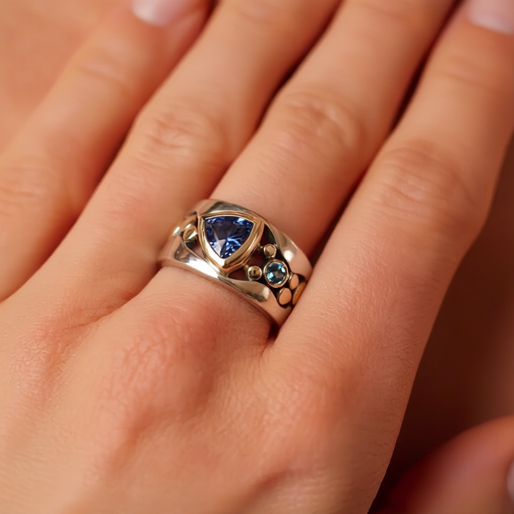 Vintage Ring with Blue Crystal