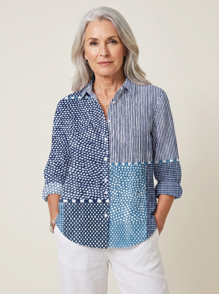 Fiora | Ocean Patchwork Blouse