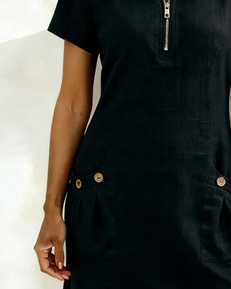 Margaux - Cotton-Linen A-Line Dress