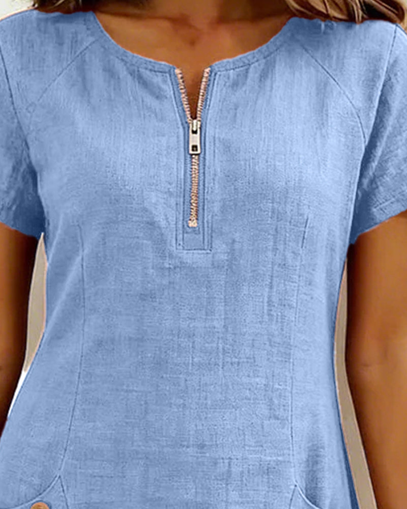 Margaux - Cotton-Linen A-Line Dress
