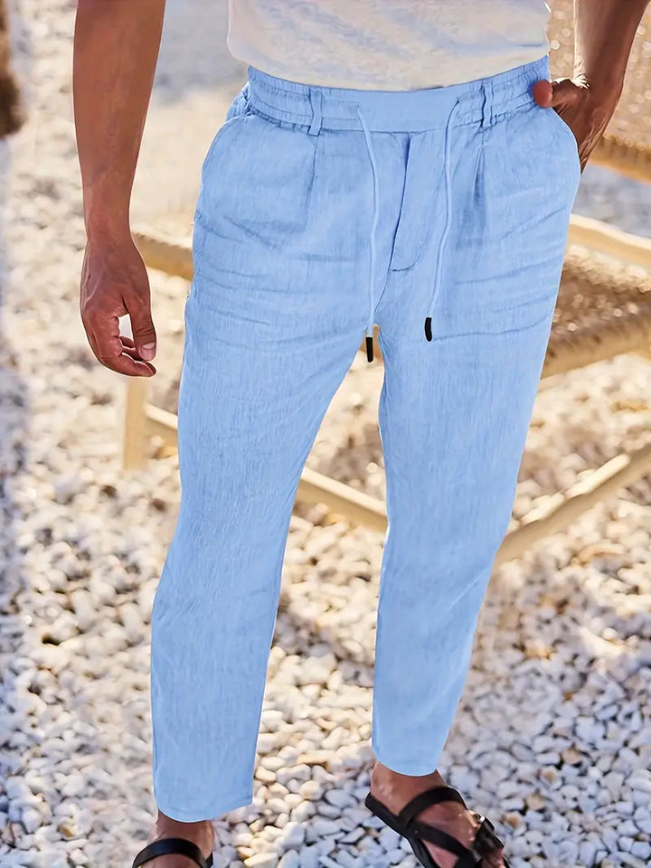 Rovello | WIDE LINEN PANTS WITH DRAWSTRING