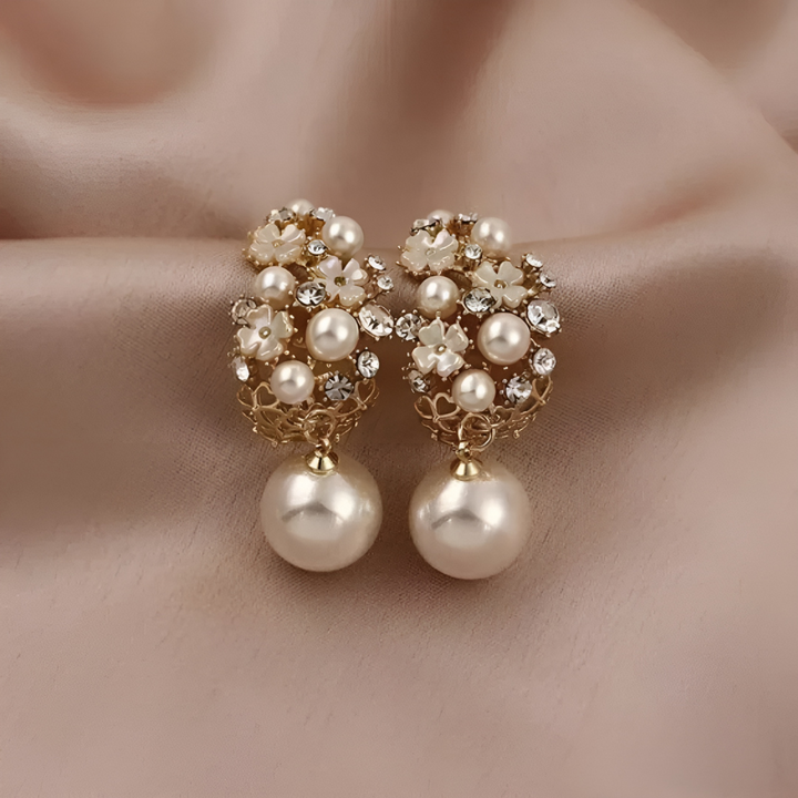 Elegant Flower Earrings with Pearl