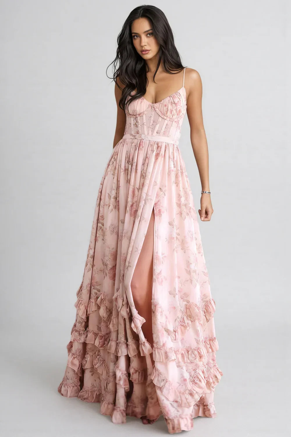 Noor - V-Neck Ruffle Maxi Dress