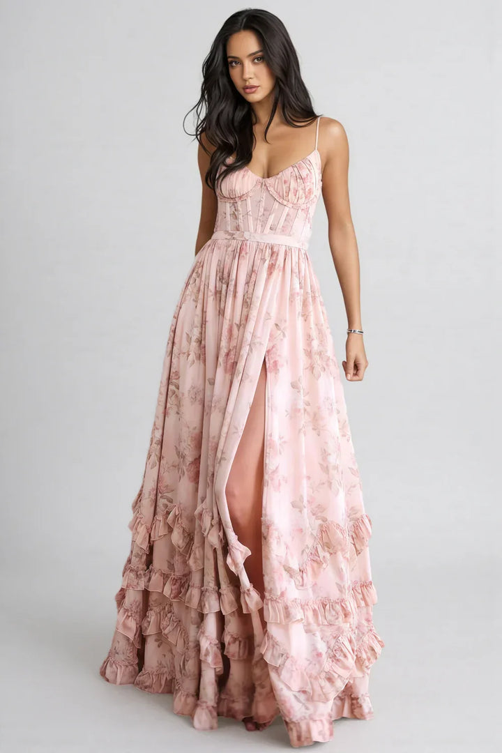 Noor - V-Neck Ruffle Maxi Dress