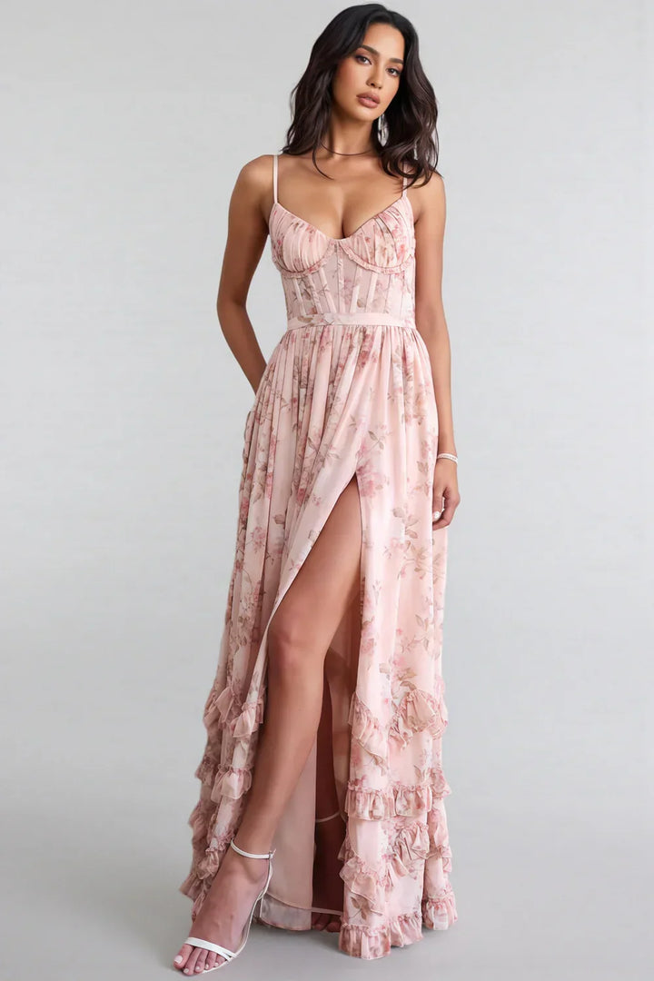 Noor - V-Neck Ruffle Maxi Dress