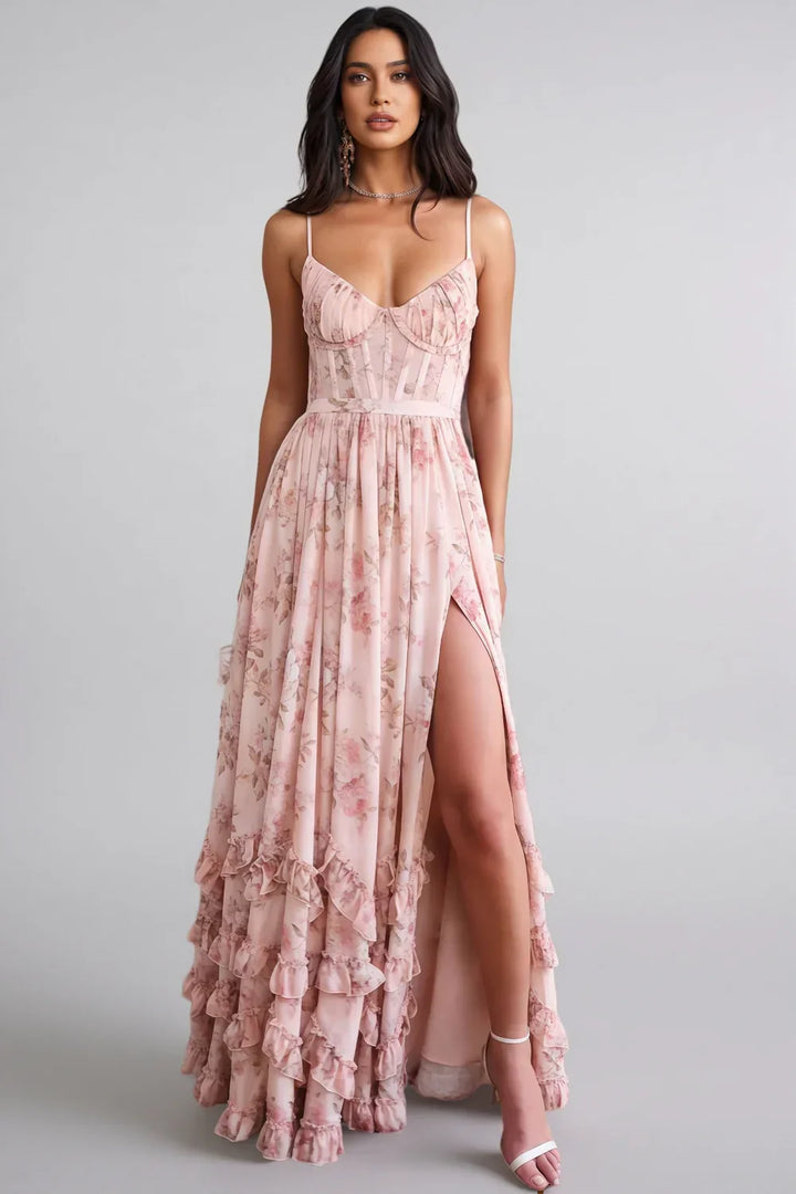 Noor - V-Neck Ruffle Maxi Dress