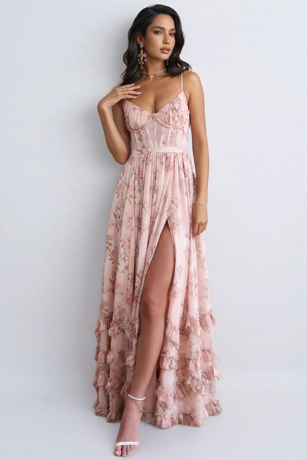 Noor - V-Neck Ruffle Maxi Dress