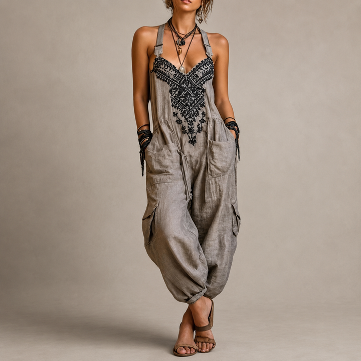 Cataleya - Embroidered Boho Jumpsuit