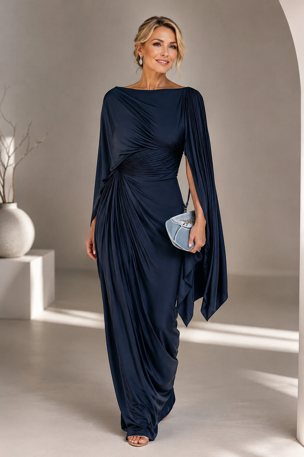 Danica - Pleated One-Shoulder Maxi Dress