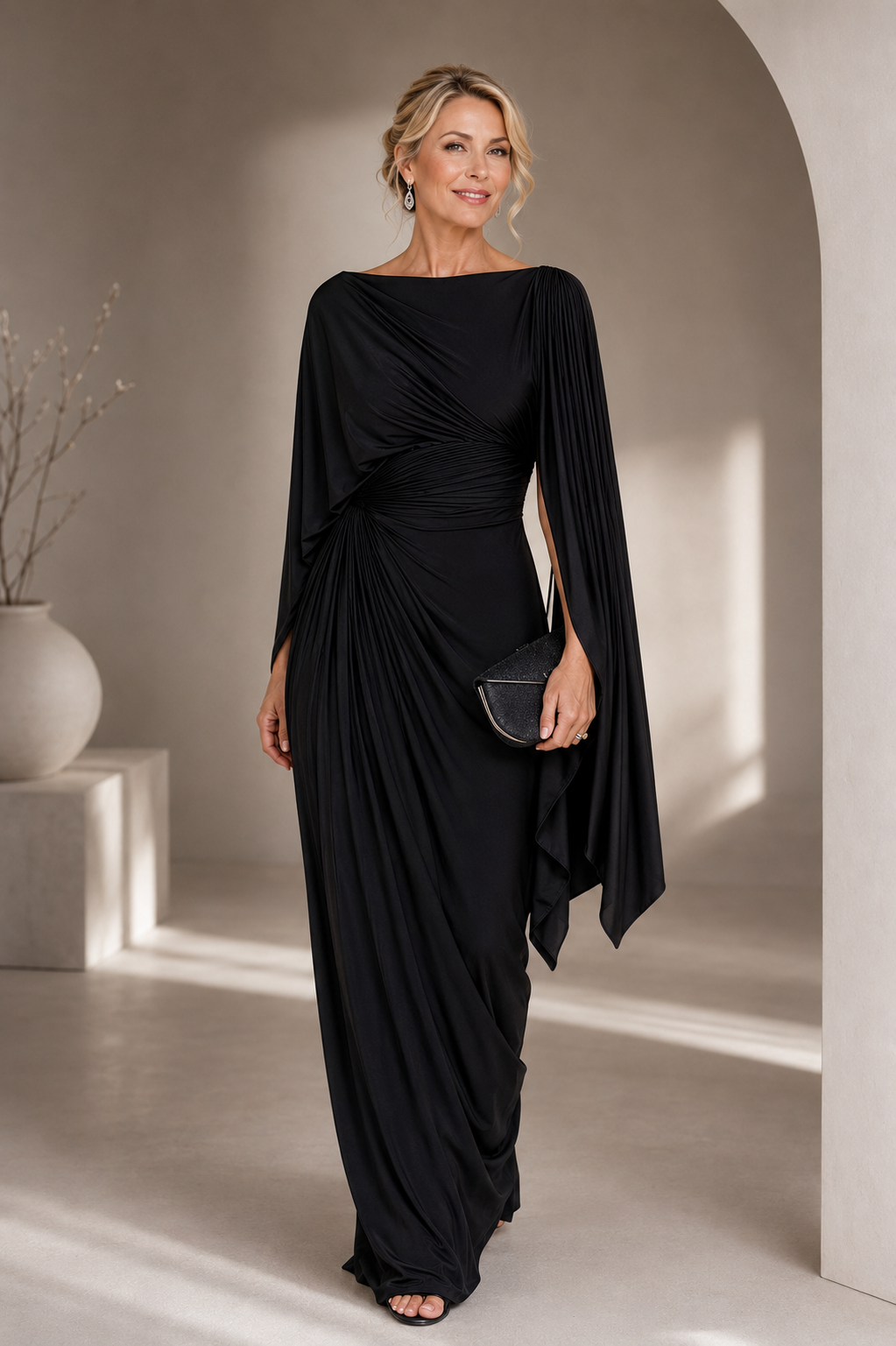 Danica - Pleated One-Shoulder Maxi Dress